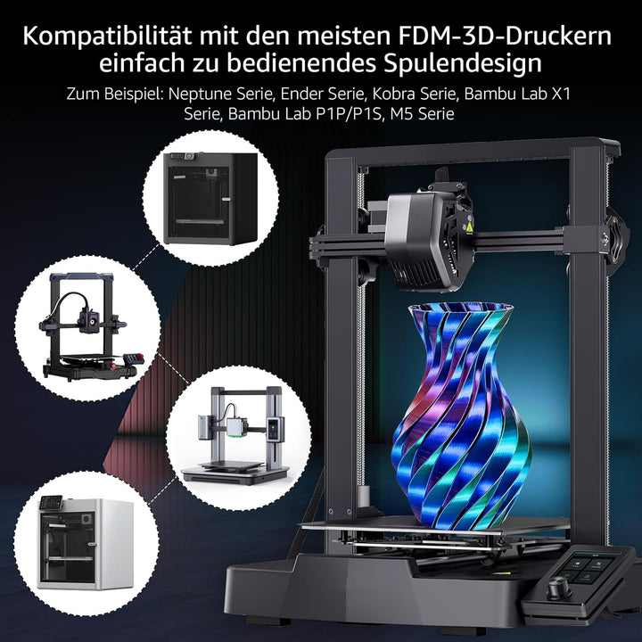 dikale Silk 3D Printing Filament PLA+ Tricolor und Dual Color 4-Pack Bundle, 1.75mm 3D Printing PLA