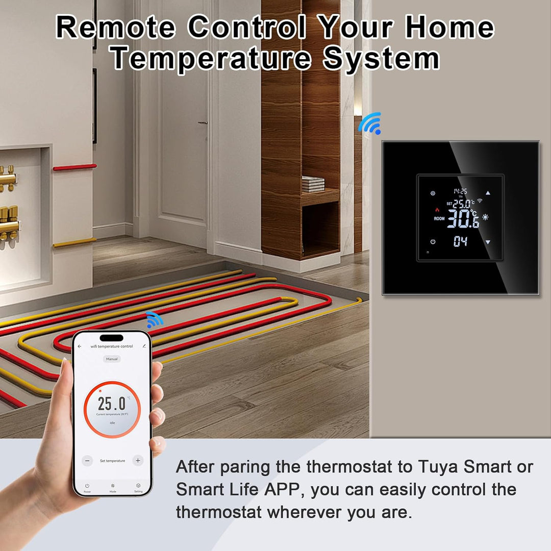 JIMEIDA Smart Thermostat Heizung Schwarz Bodenheizkammer mit Alexa Echo, Google Assistant Konstante