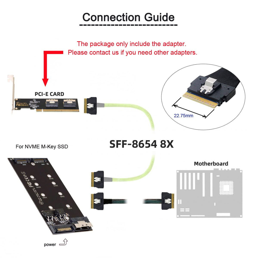 Cablecc Slimline Dual SFF-8654 8X 4 NVME auf PCIE Express 3.0 4.0 Raid Card VROC Raid0 Hyper Adapter