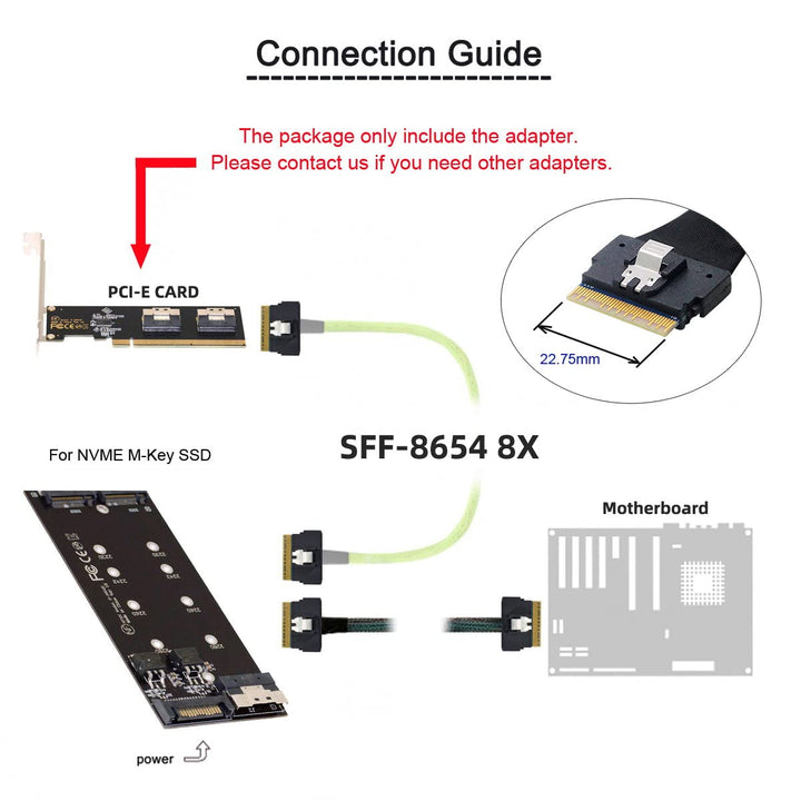 Cablecc Slimline Dual SFF-8654 8X 4 NVME auf PCIE Express 3.0 4.0 Raid Card VROC Raid0 Hyper Adapter