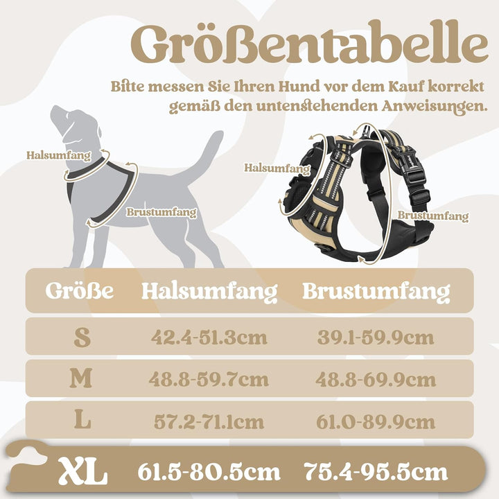 rabbitgoo Hundegeschirr Grosse Hunde, Verstellbare Geschirr Hund ohne Zug &amp; Würgen, Anti Zug hundege