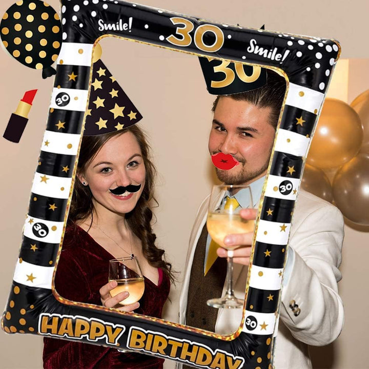 30. Geburtstag Fotobox Accessoires Männer 34 Stück Photobooth und 1 Stück Aufblasbarer Fotorahmen Ph
