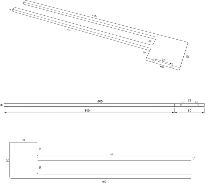 kalb | Handtuchhalter Slim mit Zwei Stangen für Waschtisch, schwarz, Aluminium, Länge: 400mm, Höhe: