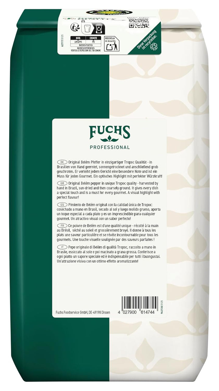 Fuchs Professional - Pfeffer schwarz geschrotet | 1 kg im Beutel