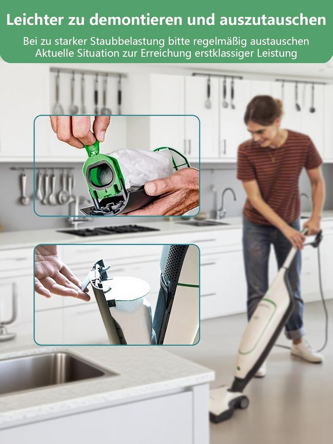 XIANGBIN 12 Stück Staubsaugerbeutel für Vorwerk Kobold VB100 Filtertüten Ersatz Beutel Zubehör Staub