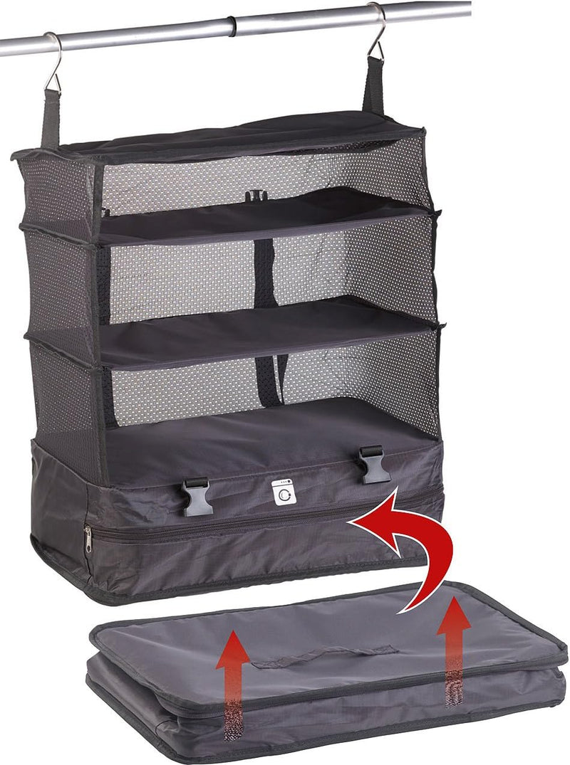 Xcase Koffer mit Regalsystem: 2er-Set XXL-Koffer-Organizer, Packwürfel zum Aufhängen, 45 x 64 x 30cm