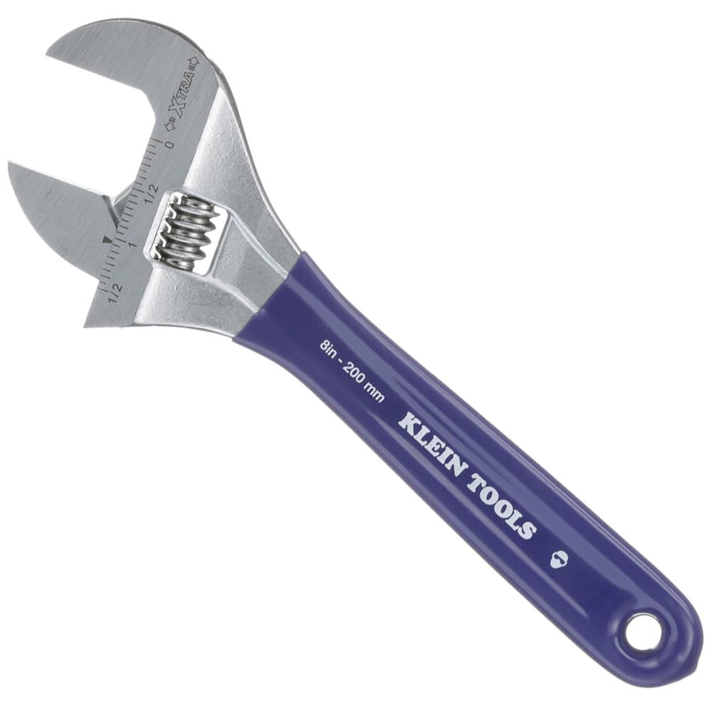 Klein Tools D509–8 Verstellbarer Schraubenschlüssel 20,3 cm mit extrabreiten Kiefer