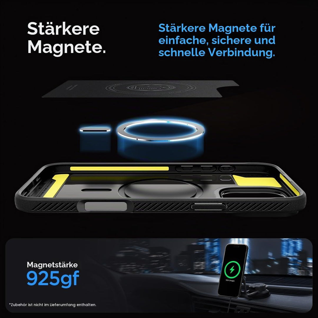 Spigen Rugged Armor MagFit Hülle für iPhone 16 Pro, Kompatibel mit MagSafe Zubehör -Matte Black iPho