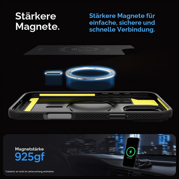 Spigen Rugged Armor MagFit Hülle für iPhone 16 Pro, Kompatibel mit MagSafe Zubehör -Matte Black iPho
