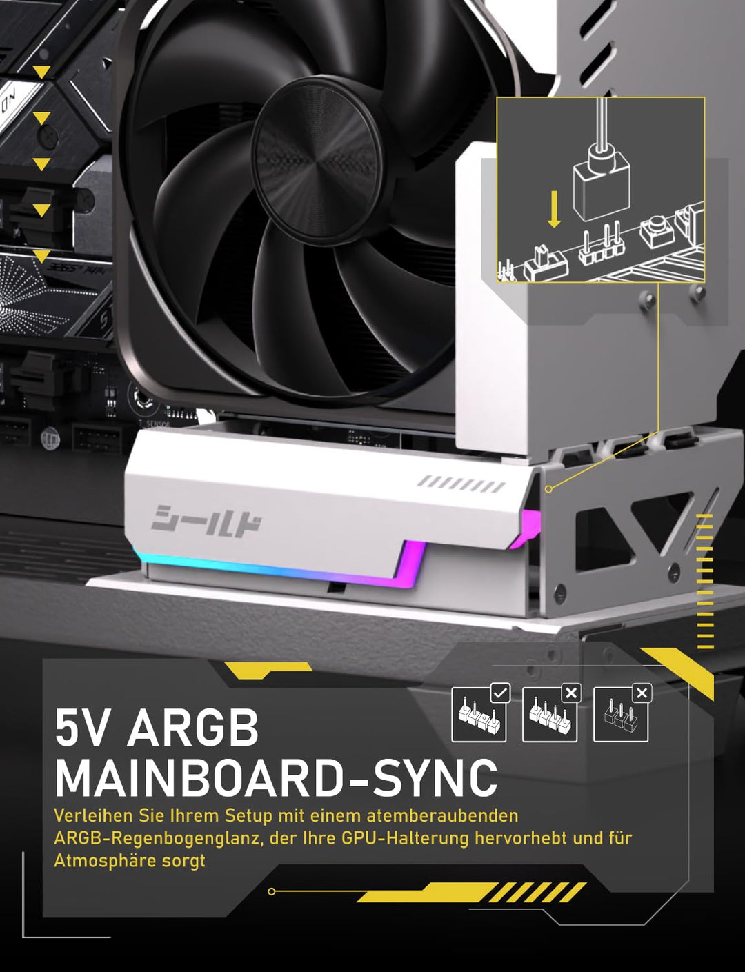 EZDIY-FAB Shield ARGB Aufrechte GPU-Halterung mit PCIe 5.0 Riser–Vertikalhalterung für RTX 50 Serie,