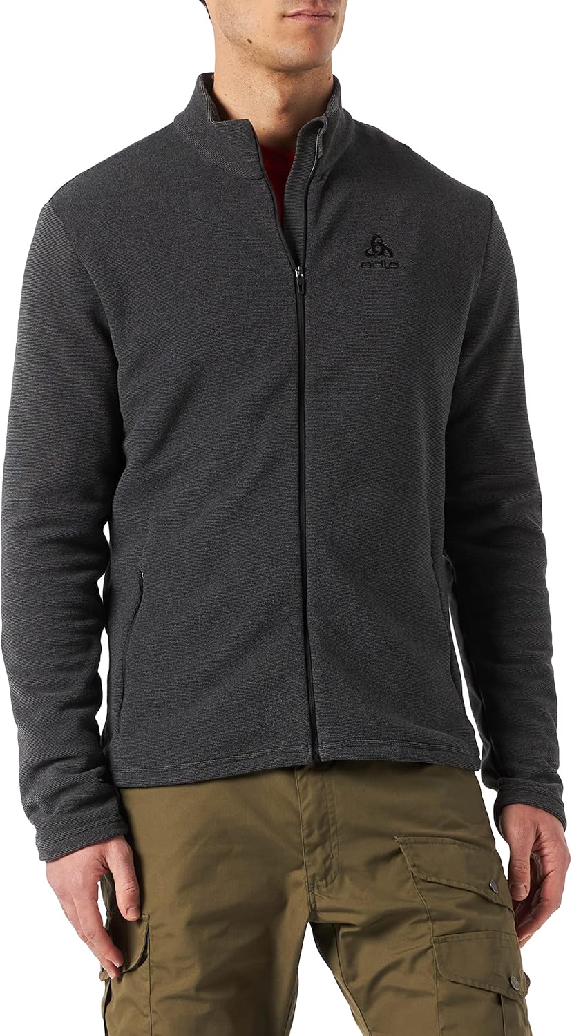 Odlo Herren Roy Jacke Fleecejacke Fleecepullover S Shale Grey - Black Stripes, S Shale Grey - Black