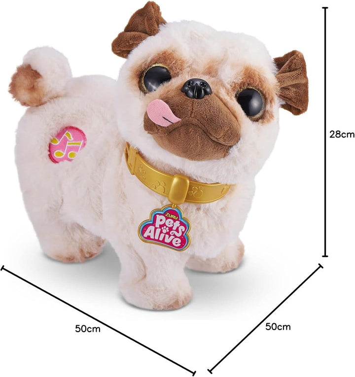 Pets Alive 9521 Poppy The Booty Shakin Pug, Plüsch-Mops, wackelt mit dem Kopf und Po und dreht Sich,