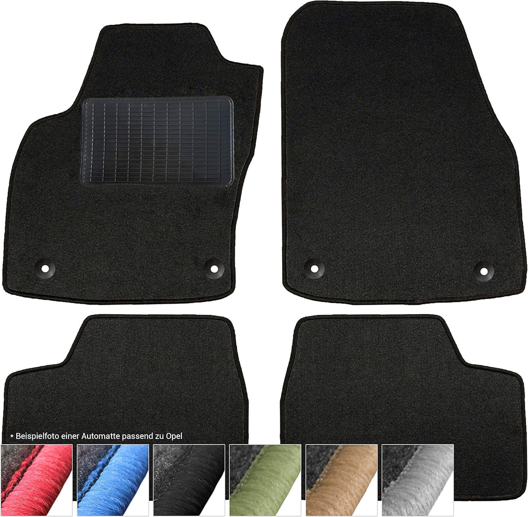 moto-MOLTICO Fussmatten Auto Velours Autoteppiche Schwarz Automatten Set 4-teilig passend für Opel A