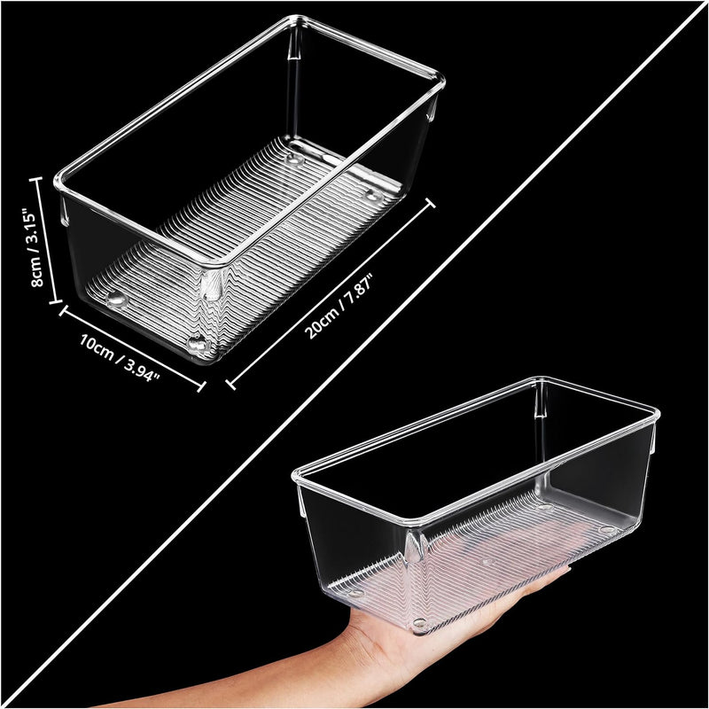 Kurtzy Kühlschrank Organizer Box Set für Küche, Schränke (4Stk) Plastik Organizer 20cm Lang, Ordnung
