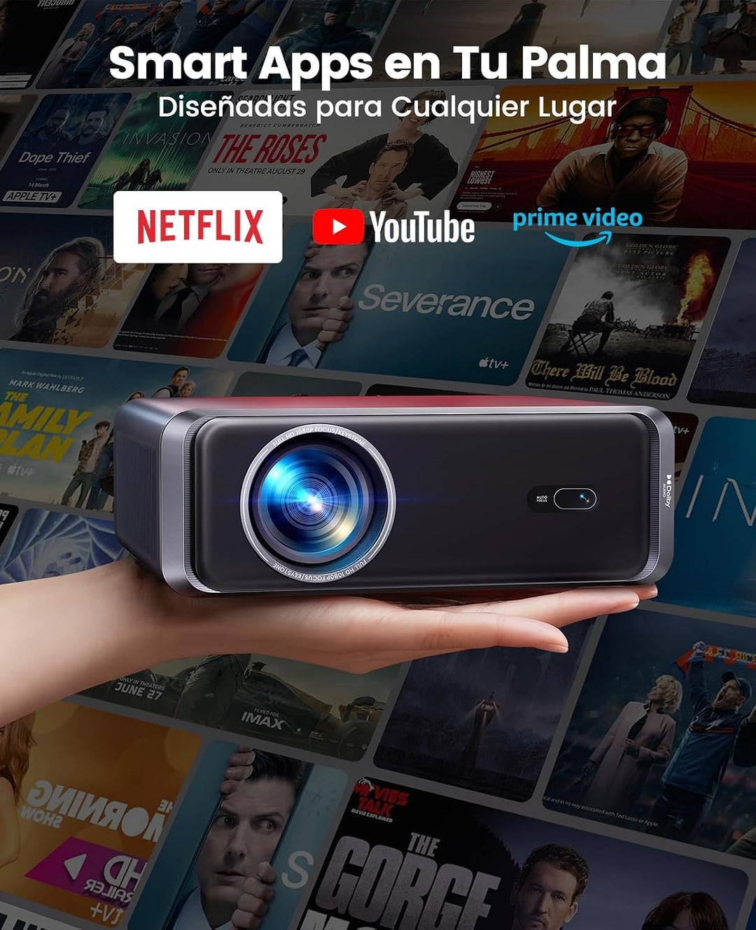 Mini Beamer 4K, 1000 ANSI Auto Focus/6D Trapezkorrektur, WiFi 6/Bluetooth Full HD 1080P Heimkino Bea