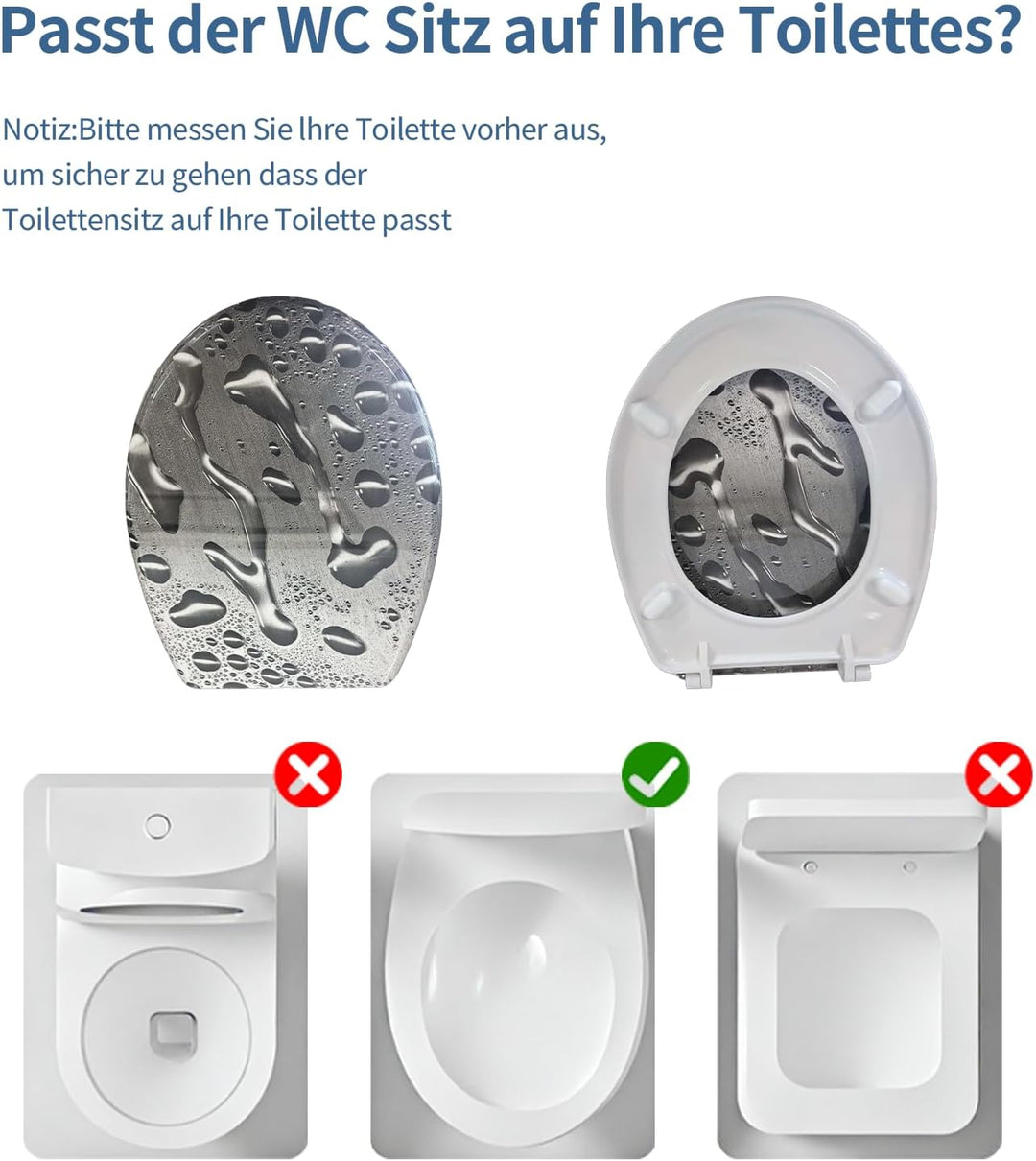 Toilettendeckel mit Absenkautomatik, WC Sitz mit Absenkautomatik Oval Form klodeckel Einfache Reinig