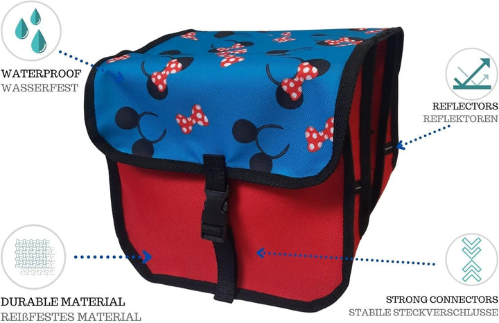 Beluko FAHRRADTASCHE 14-20 Zoll Kinder Satteltasche Gepäckträgetasche Doppel 2 x 5l (44 - Mini - Mau