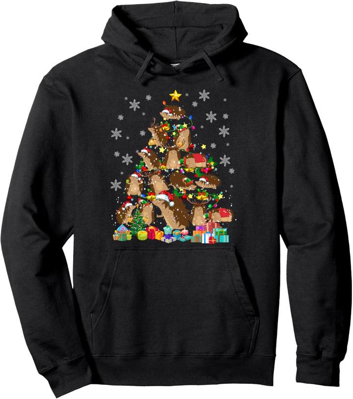 Weihnachtsmann Elf Rentier Igel Weihnachtsbaum Xmas Light Igel Pullover Hoodie