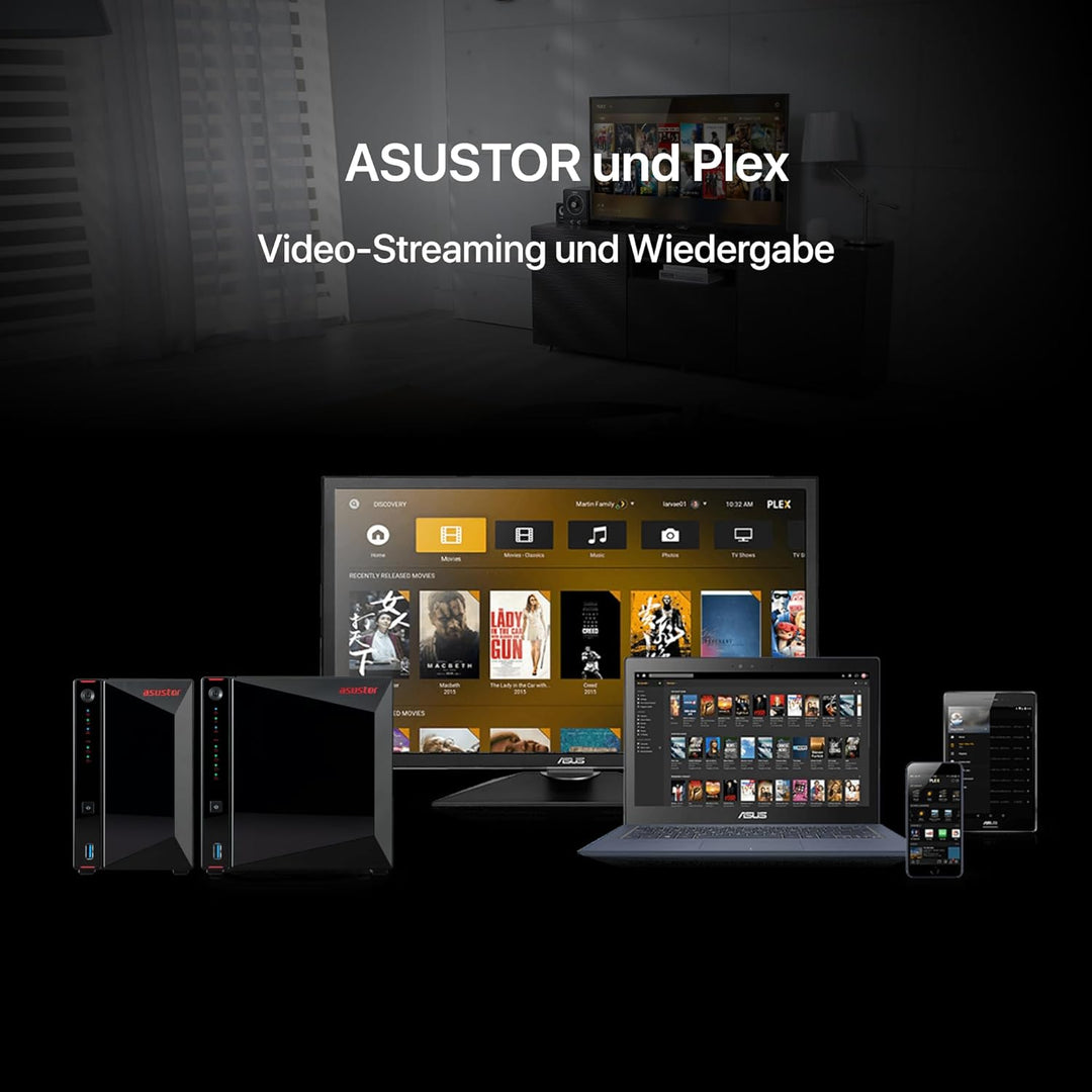 Asustor AS5404T Nimbustor 4 Gen2-4 Bay NAS Netzwerkspeicher Gehäuse, Quad-Core 2,0GHz CPU, 4xM.2 NVM