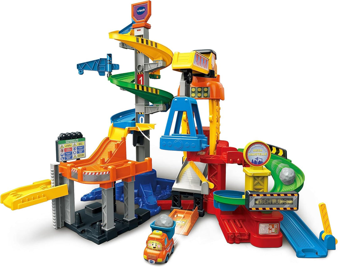 VTech TUT TUT Baby Flitzer - Mega Baustelle – Interaktives Spielset mit beweglichen Elementen, Melod