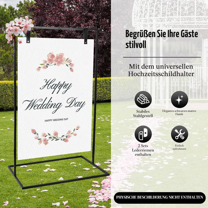 Hochzeitsplakatständer, 123 x 73 x 53 cm, Hochzeits-Willkommensschildständer, Staffelei für Schilder