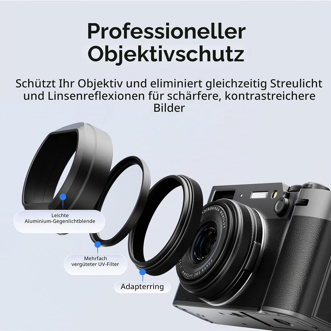 SMALLRIG UV-Filter mit Gegenlichtblende für FUJIFILM X100VI / X100V, UV-Filter mit 99% Lichtdurchläs