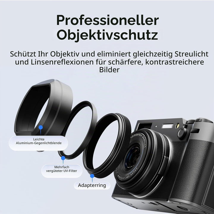 SMALLRIG UV-Filter mit Gegenlichtblende für FUJIFILM X100VI / X100V, UV-Filter mit 99% Lichtdurchläs
