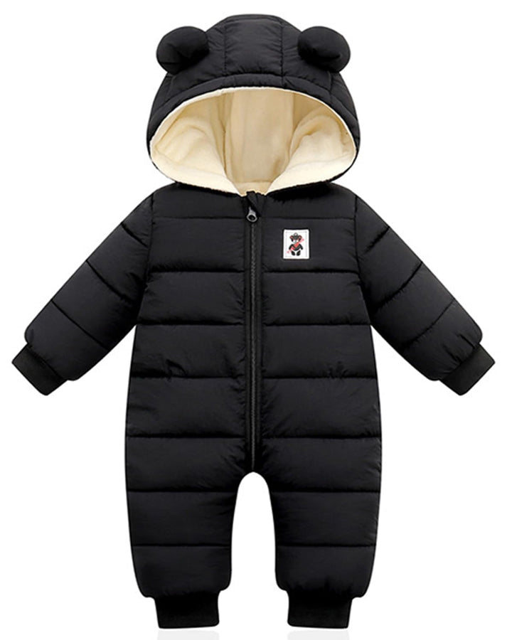 Baby Winter Overall mit Kapuze, Strampler Schneeanzug Jungen Mädchen Langarm Jumpsuit Warm Outfits G