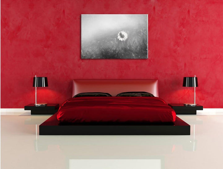 Pixxprint Gänseblümchen Marienkäfer als Leinwandbild/Grösse: 100x70 cm/Wandbild/Kunstdruck/fertig be