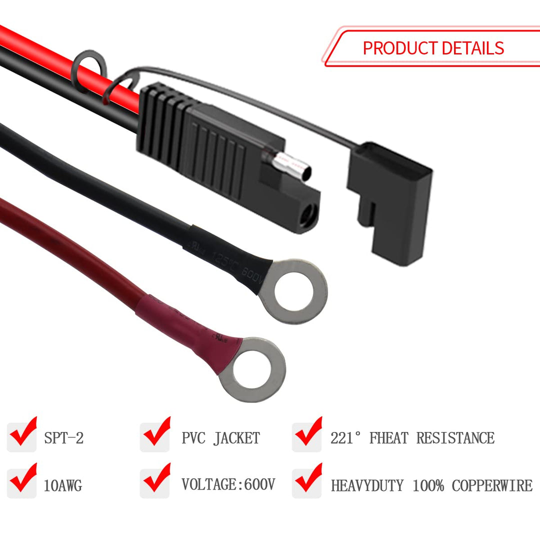 Sae Anschluss Kabel,10AWG SAE auf Ringkabelschuh SAE Batterie Verlängerungskabel mit 10A 15A 20A 25A