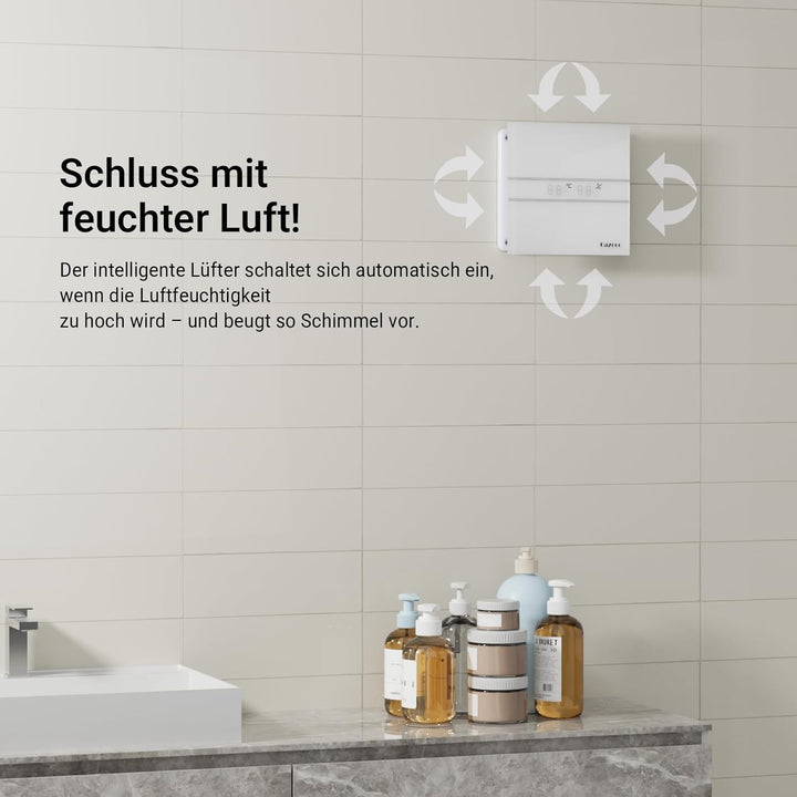 Badlüfter mit Feuchtigkeitssensor 100mm, Automatischer Badezimmer Lüfter mit Nachlauf-Timer, Leise 3