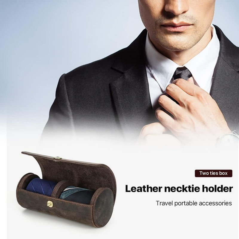 Hiram Tie Storage Organizer Holder Echtes Leder gemacht tragbare Zylinder Krawattenhalter, Krawatten