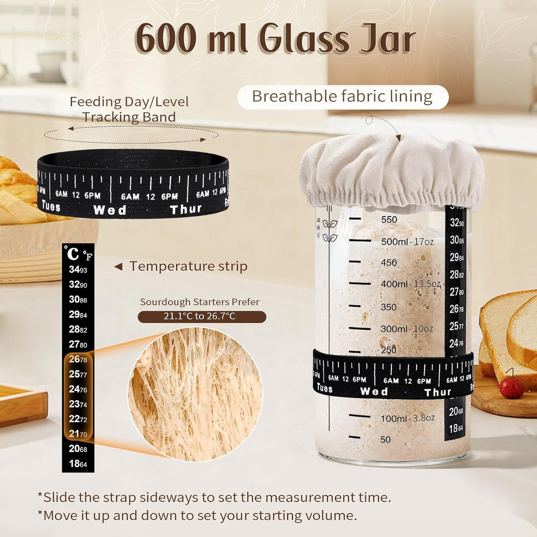 Rattan Gärkörbchen Set, Sauerteig Starter Set, 2x 9 Zoll Rundes Brotgärkörbchen mit Leinen-Einsätzen