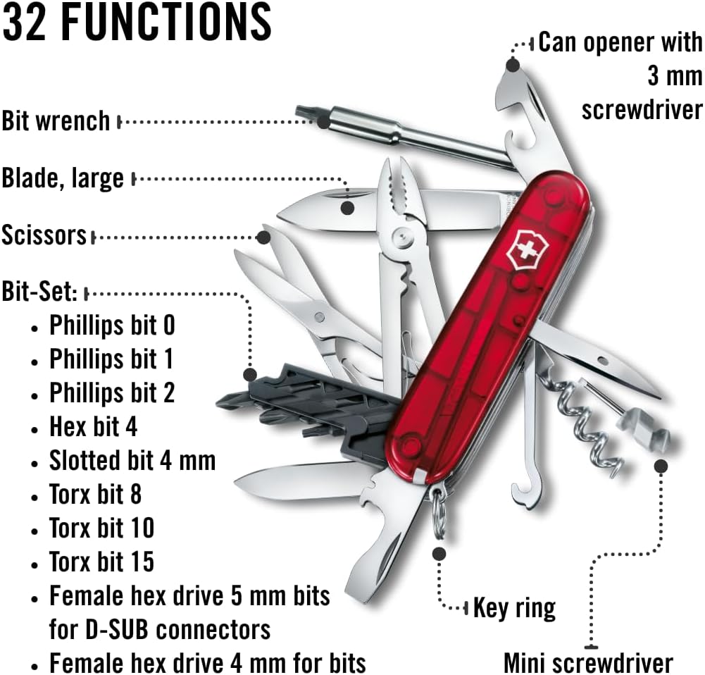 Victorinox Schweizer Taschenmesser Cyber Tool M, Swiss Army Knife, Multitool, 32 Funktionen, Klinge,
