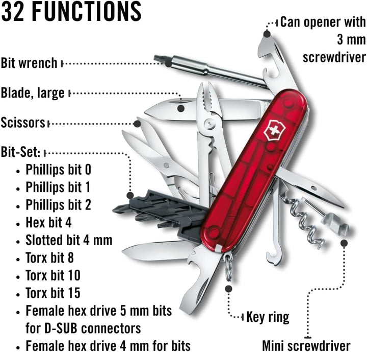 Victorinox Schweizer Taschenmesser Cyber Tool M, Swiss Army Knife, Multitool, 32 Funktionen, Klinge,
