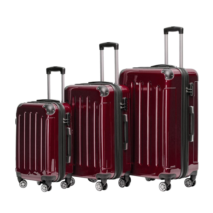 BEIBYE Zwillingsrollen 2048 Hartschale Trolley Koffer Reisekoffer in M-L-XL-Set in 15 Farben (Rot, S