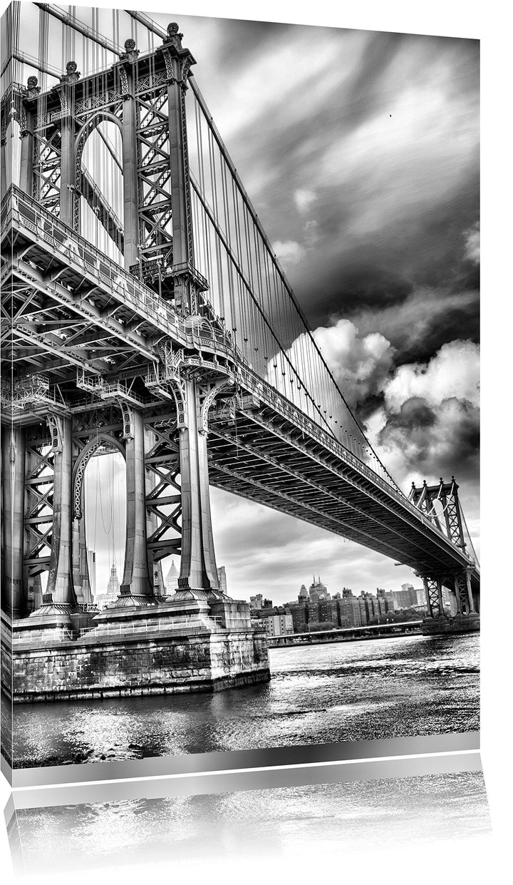 Pixxprint Manhattan Bridge New York / 100x70cm Leinwandbild bespannt auf Holzrahmen/Wandbild Kunstdr
