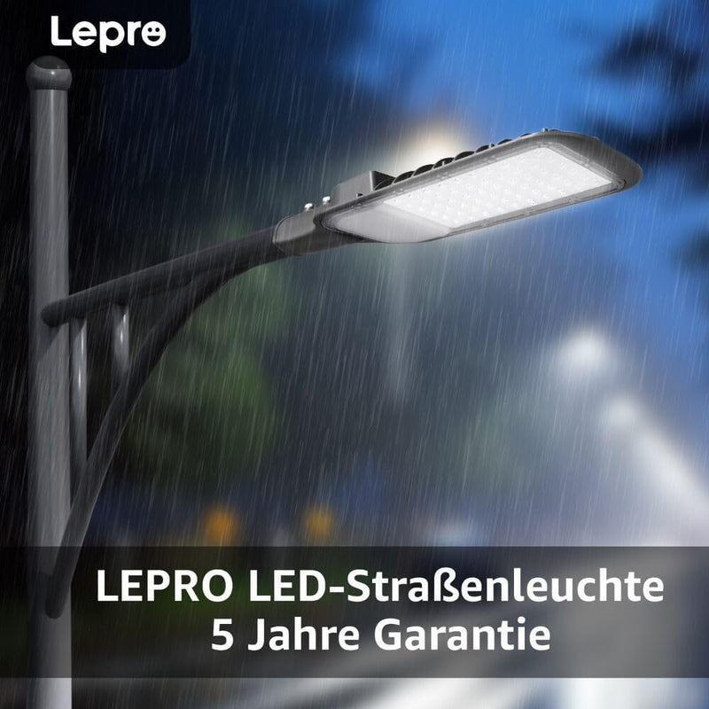 Lepro 50W 6250 Lumen IP65 wasserdichte LED-Strassenlampe, 4000K Strassenlampe für Strassen, Einfahrt