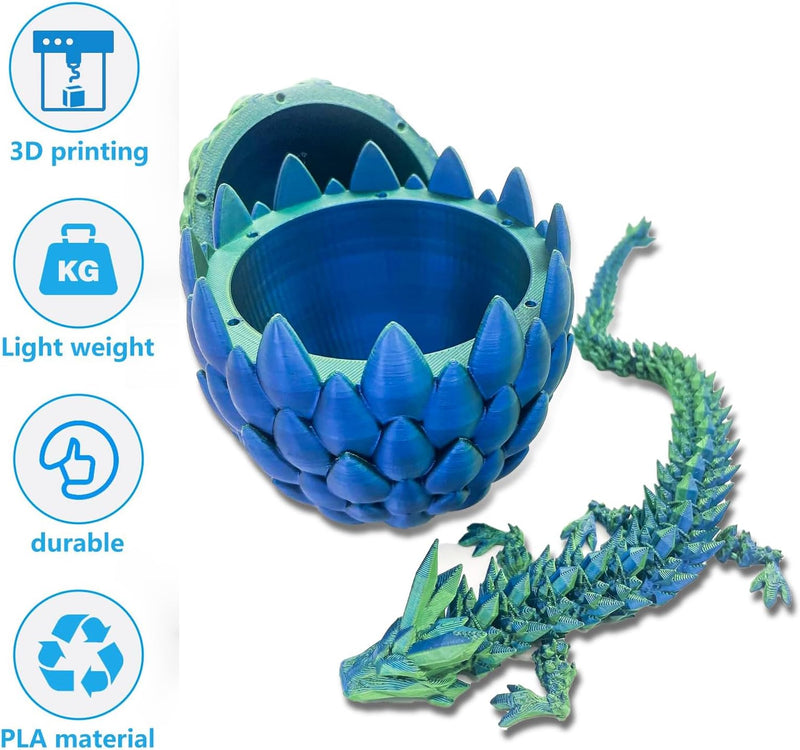 Yearsahrk 3D Gedrucktes Drachenei Geheimnisvolle Drachen Spielzeug Realistische Realistische Bewegli