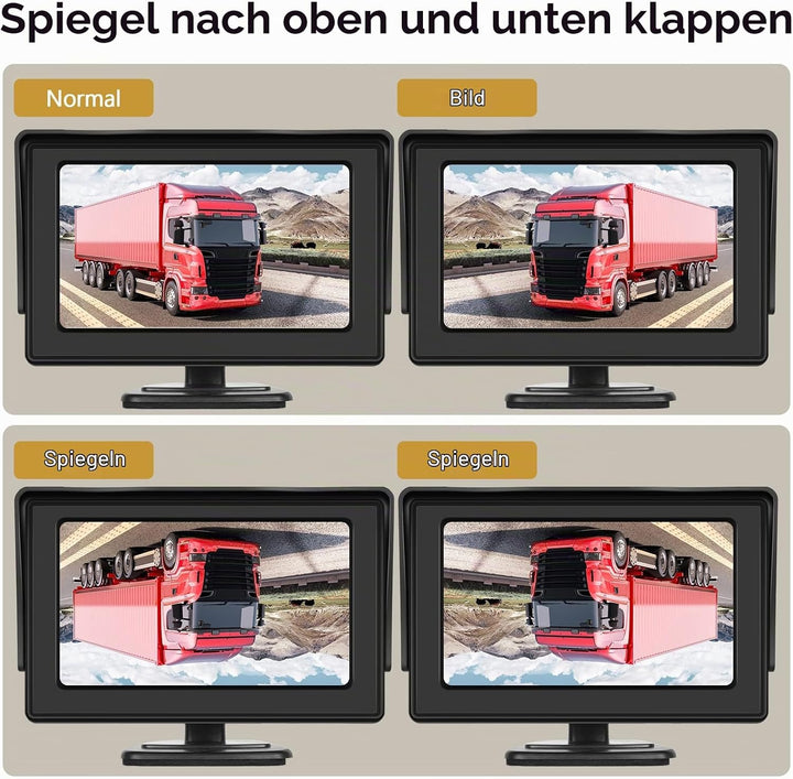 Hodozzy Kabellos Digital Rückfahrkamera Set mit 4,3 Zoll IPS Bildschirm Monitor und AHD Kamera Nacht