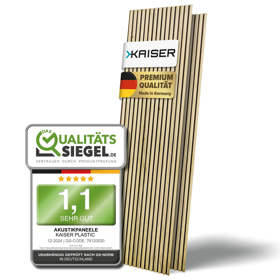 KAISER plastic® Akustikpaneele | Farbe: Eiche | Wandpaneele in verschiedenen Formaten | Deko Wohnzim