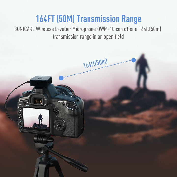 SONICAKE Lavalier Mikrofon Wireless 2,4 GHz 50m Reichweite für iPhone/Android/DSLR Kamera/Camcorder
