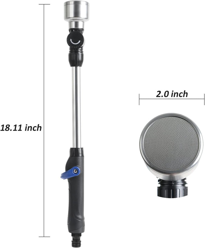 STYDDI Sanfte Bewässerungsstab, Aluminium Giessstab mit 180° Beweglicher Edelstahl Sprühkopf, Garten