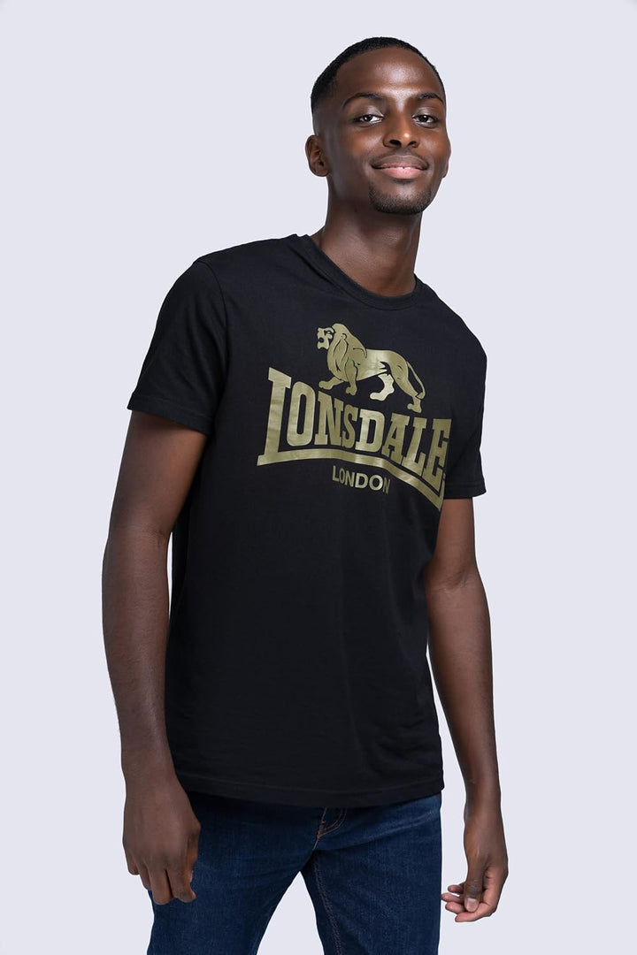 Lonsdale Herren T-Shirt Doppelpack Bangor Doppelpack S Black/Olive, S Black/Olive
