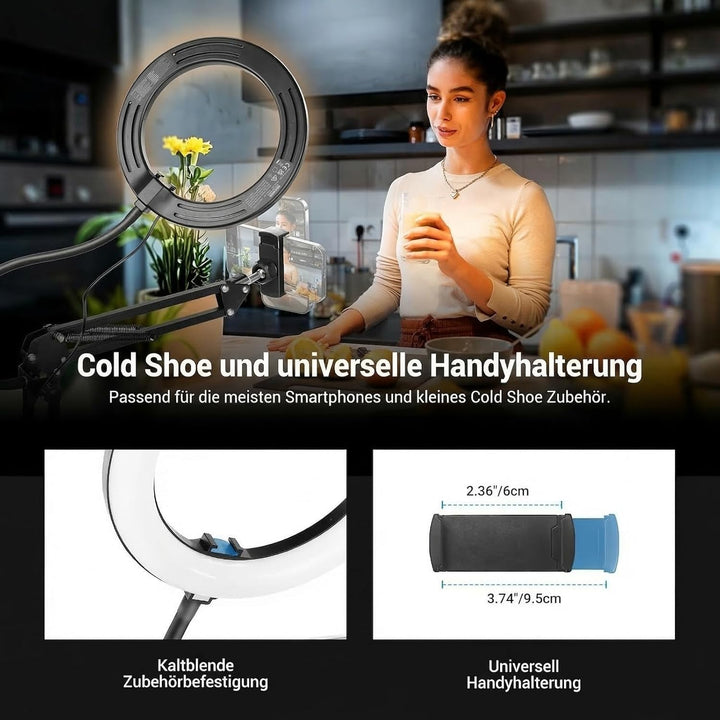 NEEWER Entry Level Version N41 8" Overhead Tisch Ringlicht mit Klemmständer/Fernbedienung/Handyhalte