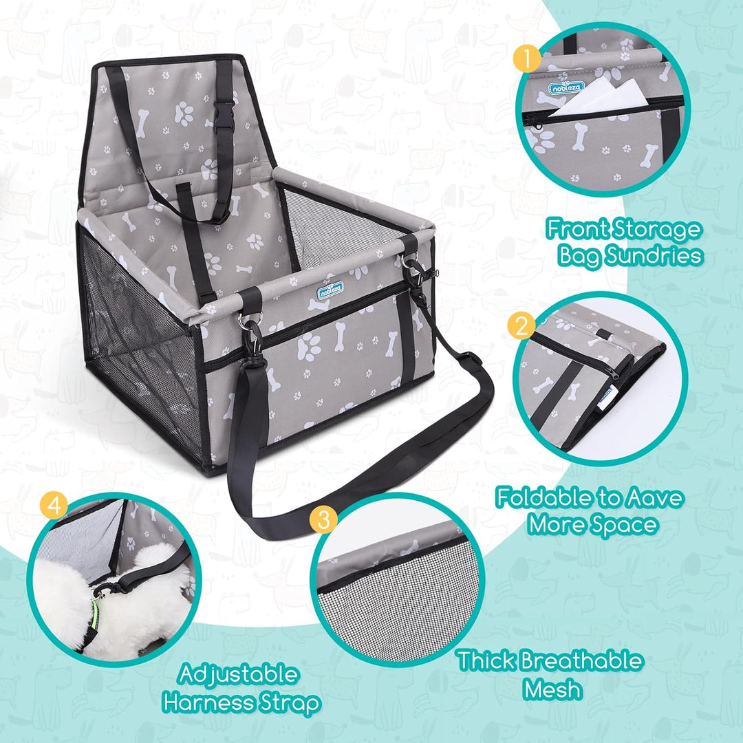 Nobleza - Stabiler Auto Hundesitz für Kleine bis Mittlere Hunde, Wasserfestes Material, Faltbar für