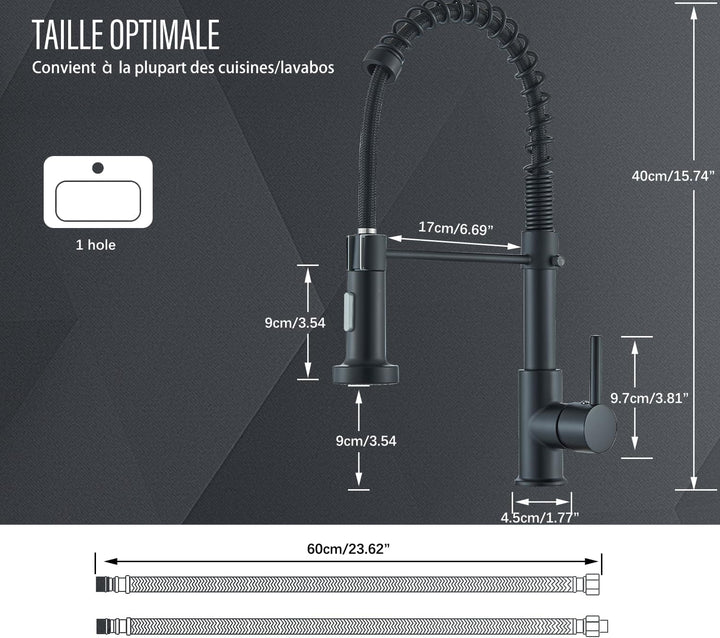 Cesinkin Wasserhahn für Küche, Spülbecken mit Regenbogen, versenkbar, 2 Sprühmodi, Messing, Schwarz…