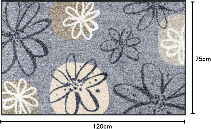 Erwin Müller Fussmatte Koblenz, Schmutzfangmatte, Fussabtreter rutschhemmend, Blumenmotiv grau/braun