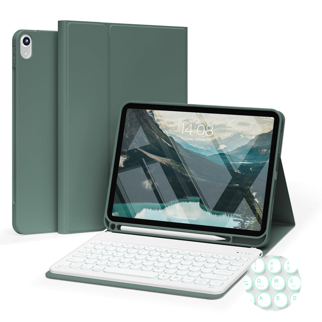 JKSML Tastatur Hülle für iPad (A16) 11 Zoll 2025 &amp; iPad 10 Generation 10,9 Zoll 2022-7 Farbige Beleu