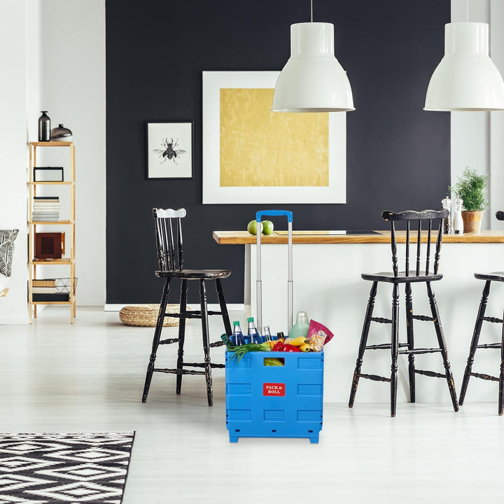 Relaxdays Einkaufstrolley, Klapptrolley mit Rollen & Teleskopgriff, bis 35 kg, Faltbare Einkaufshilf